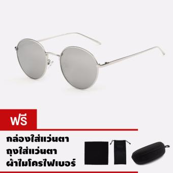 CAZP Sunglasses แว่นกันแดด ทรงกลม Classic Round Metal Style รุ่น 3447 Polarized กรอบเงิน/เลนส์ปรอทสีเงิน (Silver/Mirrored Silver) สวมใส่ได้ทั้งชายและหญิง 55mm CAZP Sunglasses แว่นกันแดด ทรงกลม Classic Round Metal Style รุ่น 3447 Polarized กรอบเงิน/เลนส์ปรอทสีเงิน (Silver/Mirrored Silver) สวมใส่ได้ทั้งชายและหญิง 55mm