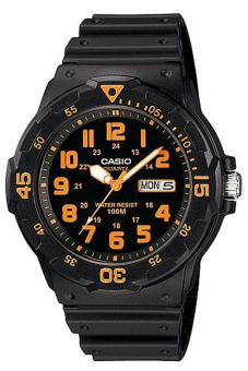 Casio Standard นาฬิกาข้อมือผู้ชาย สายเรซิ่น รุ่น MRW-200H-4BVDF - สีดำ/ส้ม Casio Standard นาฬิกาข้อมือผู้ชาย สายเรซิ่น รุ่น MRW-200H-4BVDF - สีดำ/ส้ม