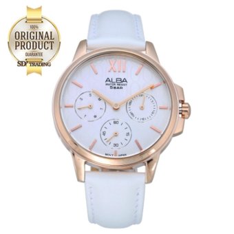 ALBA นาฬิกาข้อมือผู้หญิง สายหนังขาว สี Pinkgold รุ่น AP6492X1 ALBA นาฬิกาข้อมือผู้หญิง สายหนังขาว สี Pinkgold รุ่น AP6492X1