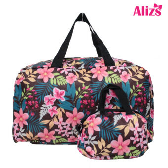 Alizs กระเป๋าเดินทางลายดอกไม้น้ำตาล Alizs กระเป๋าเดินทางลายดอกไม้น้ำตาล