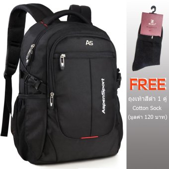 Aspensport กระเป๋าสะพายหลัง เป้สะพาย ชาย หญิง Laptop 15 นิ้ว กันซึมน้ำ ฟรึถุงเท้า 1 คู่ รุ่น AS-B36 ( Black ) Aspensport กระเป๋าสะพายหลัง เป้สะพาย ชาย หญิง Laptop 15 นิ้ว กันซึมน้ำ ฟรึถุงเท้า 1 คู่ รุ่น AS-B36 ( Black )