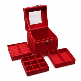 Fancybox กล่องเครื่องประดับเอนกประสงค์ 3 ชั้น (Square Jewelry Box) สีแดง Fancybox กล่องเครื่องประดับเอนกประสงค์ 3 ชั้น (Square Jewelry Box) สีแดง