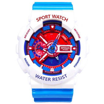 Sanda Sport นาฬิกาข้อมือ แฟชั่น ดิจิตอล กันน้ำ สีขาว ฟ้า ผู้ชาย Fashion Analog Digital LED Waterproof Multifunction Men Watch - White Blue Sanda Sport นาฬิกาข้อมือ แฟชั่น ดิจิตอล กันน้ำ สีขาว ฟ้า ผู้ชาย Fashion Analog Digital LED Waterproof Multifunction Men Watch - White Blue