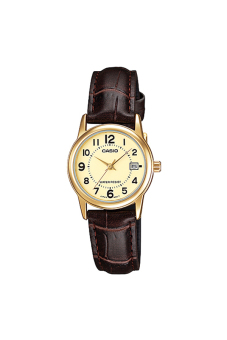 Casio Standard นาฬิกาข้อมือผู้หญิง สายหนัง รุ่น LTP-V002GL-9BUDF - หน้าทอง Casio Standard นาฬิกาข้อมือผู้หญิง สายหนัง รุ่น LTP-V002GL-9BUDF - หน้าทอง