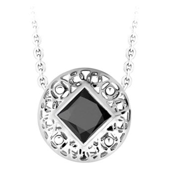 555jewelry จี้วงกลมสองเลเยอร์ประดับด้วย CZ เม็ดใหญ่สีดำ รุ่น MNC-P093-D สี Steel 555jewelry จี้วงกลมสองเลเยอร์ประดับด้วย CZ เม็ดใหญ่สีดำ รุ่น MNC-P093-D สี Steel