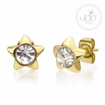 555jewelry Stainless Steel 316L Earrings ต่างหูก้านเสียบประดับด้วย CZ รุ่น MNC-ER448-B (Yellow Gold) 555jewelry Stainless Steel 316L Earrings ต่างหูก้านเสียบประดับด้วย CZ รุ่น MNC-ER448-B (Yellow Gold)