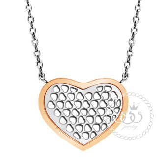 555jewelry สร้อยคอพร้อมจี้รูปหัวใจฉลุลายโปร่ง สแตนเลสสตีล รุ่น MNC-P501-C (สี พิ้งโกลด์-สตีลเงิน) 555jewelry สร้อยคอพร้อมจี้รูปหัวใจฉลุลายโปร่ง สแตนเลสสตีล รุ่น MNC-P501-C (สี พิ้งโกลด์-สตีลเงิน)