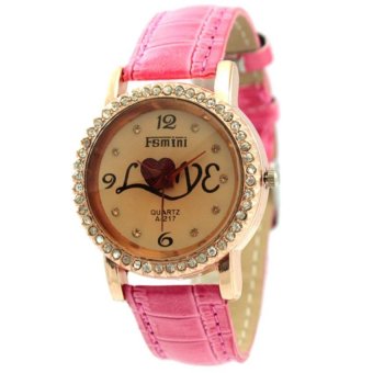 นาฬิกาข้อมือผู้หญิง สายหนัง รุ่น FSmini A-217 - Pink นาฬิกาข้อมือผู้หญิง สายหนัง รุ่น FSmini A-217 - Pink