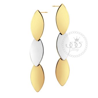 555jewelry ต่างหูแบบก้านเสียบ รูปทรงใบไม้ 3 ใบ รุ่น MNC-ER120-B2 - Yellow Gold 555jewelry ต่างหูแบบก้านเสียบ รูปทรงใบไม้ 3 ใบ รุ่น MNC-ER120-B2 - Yellow Gold