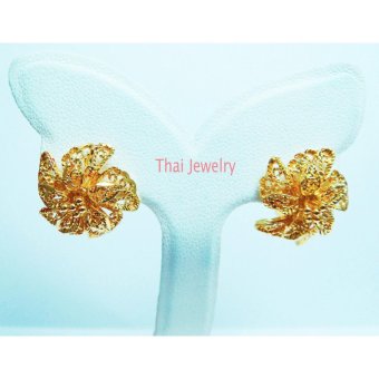 Thai Jewelry ต่างหูทองคำ ลายดอกไม้ งานชุบทองไมครอน ชุบด้วยเศษทองคำแท้ 96.5 % Thai Jewelry ต่างหูทองคำ ลายดอกไม้ งานชุบทองไมครอน ชุบด้วยเศษทองคำแท้ 96.5 %