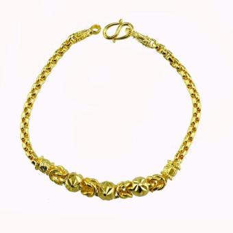 Tfine สร้อยข้อมืออิตาลี1บาท7นิ้วมีนาโอ่งตัดลายสลับชุบทอง Tfine สร้อยข้อมืออิตาลี1บาท7นิ้วมีนาโอ่งตัดลายสลับชุบทอง