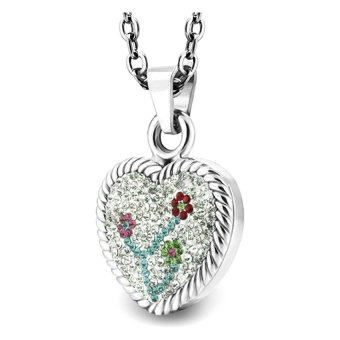 555jewelry จี้รูปหัวใจ ประดับด้วย CZ เรียงเป็นลายดอกไม้ รุ่น MNC-P024 - Steel 555jewelry จี้รูปหัวใจ ประดับด้วย CZ เรียงเป็นลายดอกไม้ รุ่น MNC-P024 - Steel