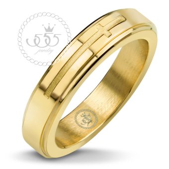 555jewelry แหวนดีไซน์เรียบลายไม้กางเขน สี ทอง รุ่น MNR-367T-B - แหวนเรียบ ดีไซน์แบบ unisex สแตนเลสสตีล 555jewelry แหวนดีไซน์เรียบลายไม้กางเขน สี ทอง รุ่น MNR-367T-B - แหวนเรียบ ดีไซน์แบบ unisex สแตนเลสสตีล