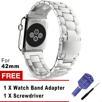 3 เนื้อโลหะสเตนเลสชี้ตรวจแทนสร้อยข้อมือกับปุ่มสองพับเข็มกลัดสำหรับ Apple Watch iWatch 42มม. (เงิน) 3 เนื้อโลหะสเตนเลสชี้ตรวจแทนสร้อยข้อมือกับปุ่มสองพับเข็มกลัดสำหรับ Apple Watch iWatch 42มม. (เงิน)