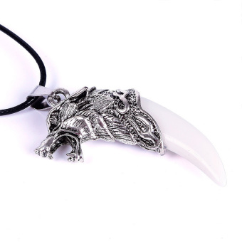 ชาย Wolf จี้สร้อยคอหนังฟันไทเทเนียมเหล็กกล้า ซึ่งครอบครองเครื่องเพชรพลอย ชาย Wolf จี้สร้อยคอหนังฟันไทเทเนียมเหล็กกล้า ซึ่งครอบครองเครื่องเพชรพลอย