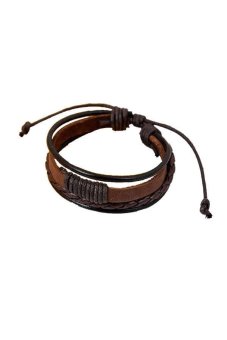 Men Fashion ไอ้สายรัดข้อมือหนังถักทำเป็นสร้อยข้อมือเก๋โต้คลื่นร้อน (สีน้ำตาล) Men Fashion ไอ้สายรัดข้อมือหนังถักทำเป็นสร้อยข้อมือเก๋โต้คลื่นร้อน (สีน้ำตาล)
