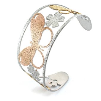 555jewelry 316L Bangle กำไลข้อมือ Sand dust Texture แบบตัว C รุ่น MNC-BG160-MT - Yellow Gold/Pink Gold 555jewelry 316L Bangle กำไลข้อมือ Sand dust Texture แบบตัว C รุ่น MNC-BG160-MT - Yellow Gold/Pink Gold