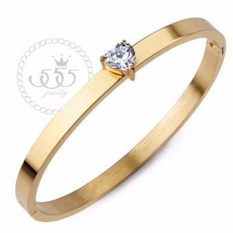 555jewelry กำไลข้อมือ ประดับ CZ รูปหัวใจ สี ทอง รุ่น MNC-BG256-B - กำไลข้อมือดีไซน์เรียบ สแตนเลสสตีล (BG35) 555jewelry กำไลข้อมือ ประดับ CZ รูปหัวใจ สี ทอง รุ่น MNC-BG256-B - กำไลข้อมือดีไซน์เรียบ สแตนเลสสตีล (BG35)
