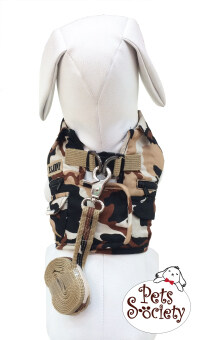 PetSociety เสื้อรัดอกแฟนซีลายทหาร พร้อมสายจูง สำหรับสัตว์เลี้ยง (น้องหมา, น้องแมว) - สีกากี PetSociety เสื้อรัดอกแฟนซีลายทหาร พร้อมสายจูง สำหรับสัตว์เลี้ยง (น้องหมา, น้องแมว) - สีกากี