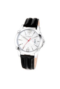 ประเทศไทย Julius Homme นาฬิกาสำหรับผู้ชาย สีดำ/สีเงิน สายหนัง รุ่น JAH-079