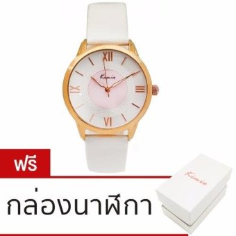 ราคา Kimio นาฬิกาข้อมือผู้หญิง ดีไซน์เกาหลี กันน้ำ สายหนังแก้วสีขาว รุ่น KM-528 สีขาว (White)
