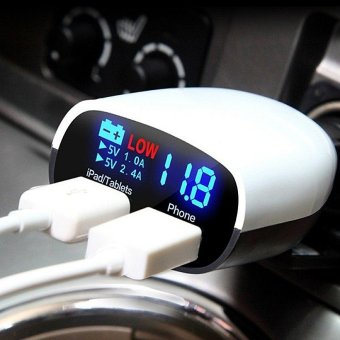 ที่ชาร์จในรถ LED Display Dual USB Car Charger Adapter 2 พอร์ต USB(สีขาว) ที่ชาร์จในรถ LED Display Dual USB Car Charger Adapter 2 พอร์ต USB(สีขาว)