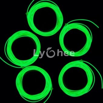 Lychee Neon Glowing Strobing Electroluminescent Light El WireHalloween Decoration (Green, 3m .