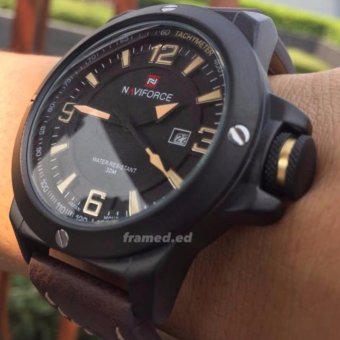 ซื้อ/ขาย naviforce นาฬิกาข้อมือ สายหนัง น้ำตาลเข้ม นาฬิกาข้อมือผู้ชาย นาวี่ฟอส รุ่น NVFCLAS