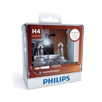 PHILIPS หลอดไฟหน้ารถยนต์ X-treme Vision +100% 3350K H4 PHILIPS หลอดไฟหน้ารถยนต์ X-treme Vision +100% 3350K H4