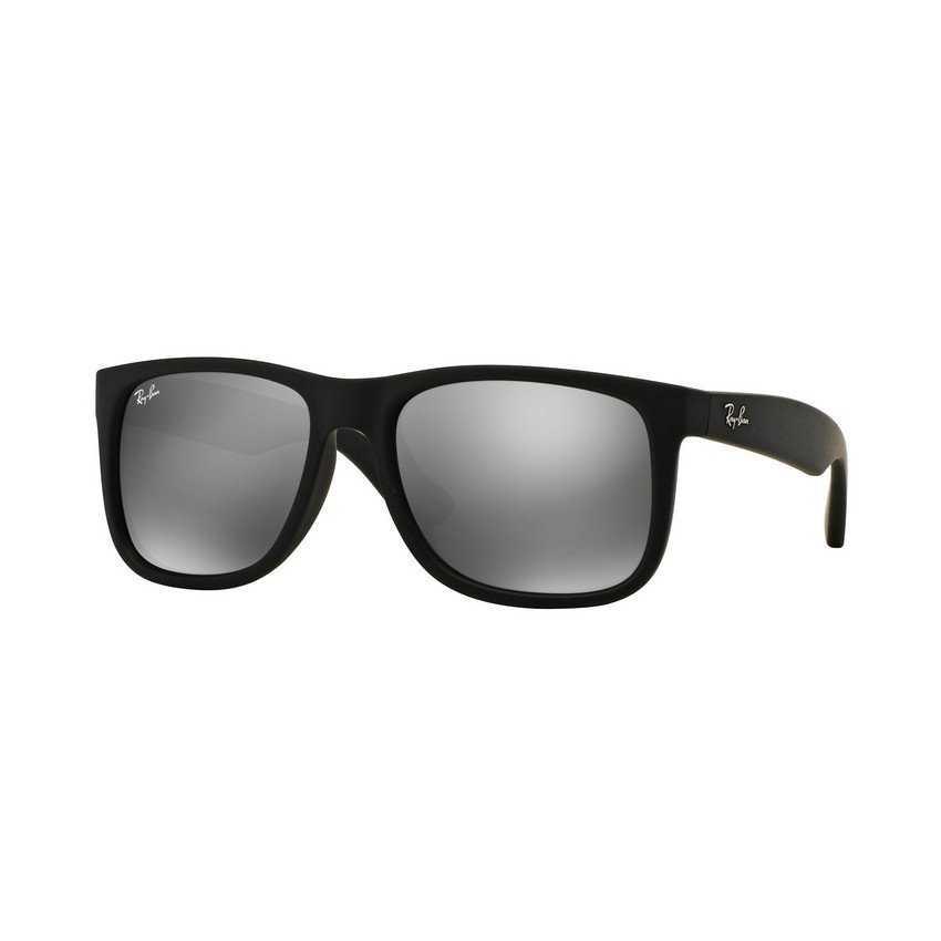 Ray-Ban แว่นกันแดด รุ่น Justin RB4165F - Rubber Black (622/6G) Size 55 Grey Mirror Silver