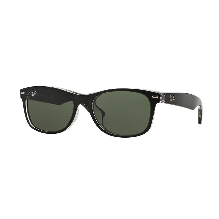 Ray-Ban แว่นกันแดด รุ่น New Wayfarer (F) RB2132F - Top Black On Transparent (6052) Size 55 Green