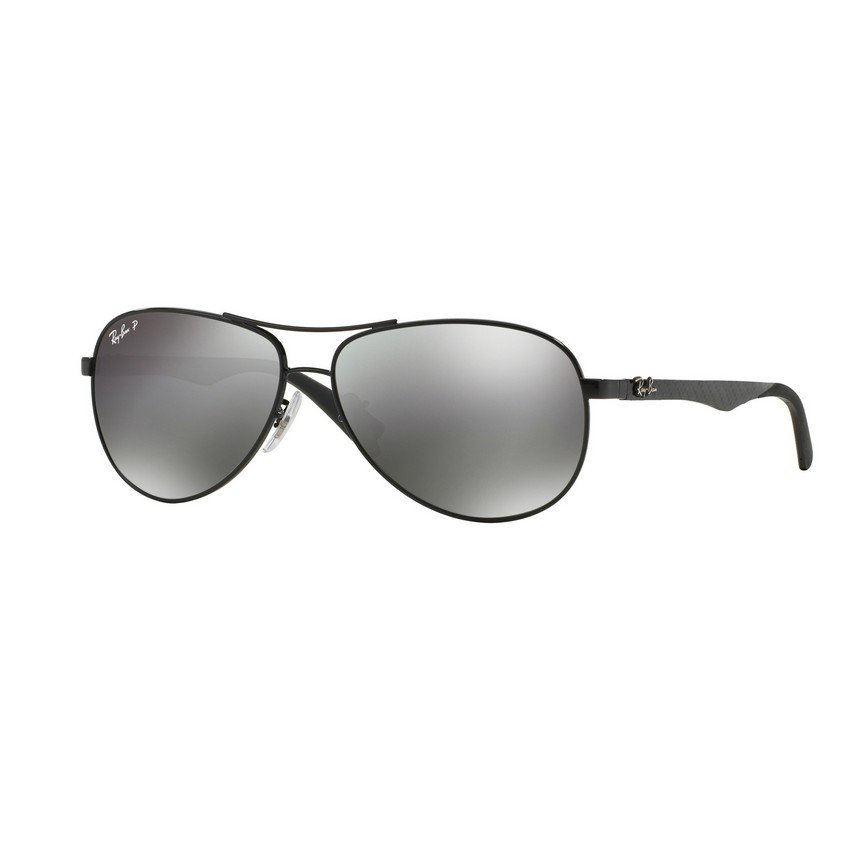 Ray-Ban แว่นกันแดด รุ่น - RB8313 - Shiny Black (002/K7) Size 61 Grey Mirror Black Polar