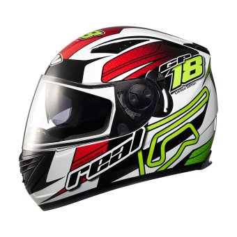 Real หมวกกันน็อคเต็มใบ รุ่น Bravo GP สีแดง/เขียว Real หมวกกันน็อคเต็มใบ รุ่น Bravo GP สีแดง/เขียว