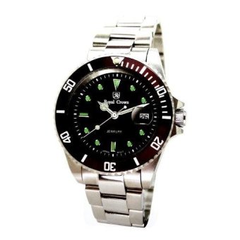 ประเทศไทย Royal Crown นาฬิกาข้อมือผู้หญิง สายสแตนเลสของแท้อย่างดี รุ่น 3663L (Black/Silver)