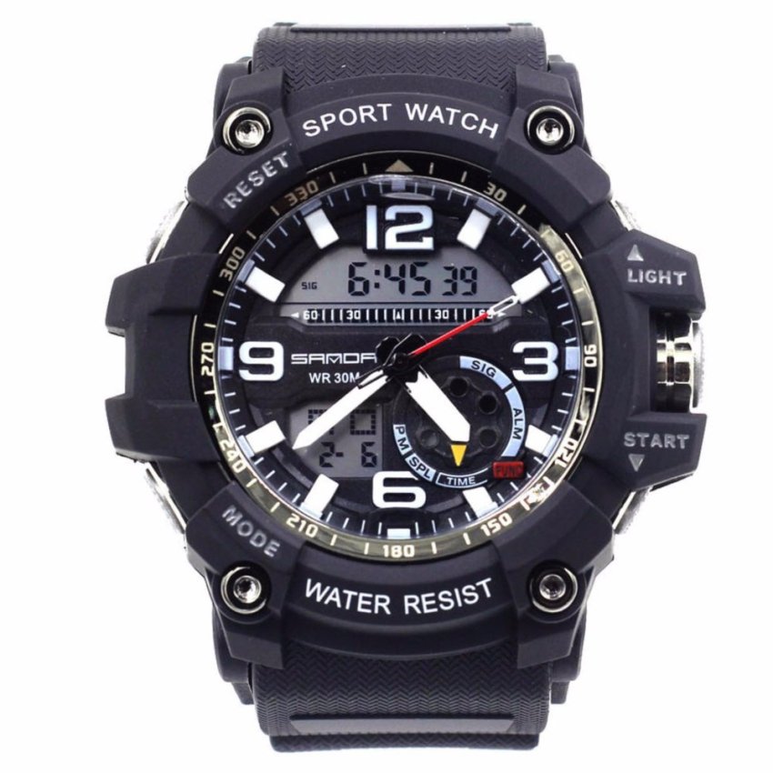 S SPORT นาฬิกาข้อมือ กันน้ำได้ ใส่ได้ทั้งชายและหญิง - GP9214 (Pure Black)