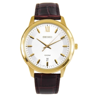 ประเทศไทย Seiko Neo Classic นาฬิกาข้อมือสุภาพบุรุษ สีทอง สายหนัง รุ่น SUR036P1