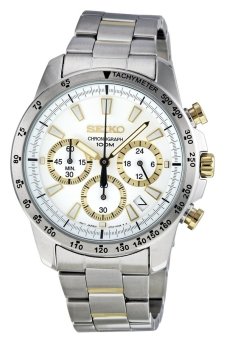 ประเทศไทย Seiko นาฬิกาข้อมือผู้ชาย สายสแตนเลส รุ่น SSB029 - Silver/White