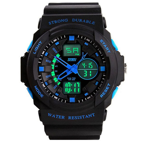 SKMEI นาฬิกาแฟชั่นผู้ชาย กันน้ำ ดิจิตอล สีน้ำเงิน Sport Fashion Waterproof LED Digital Men Watch - Blue