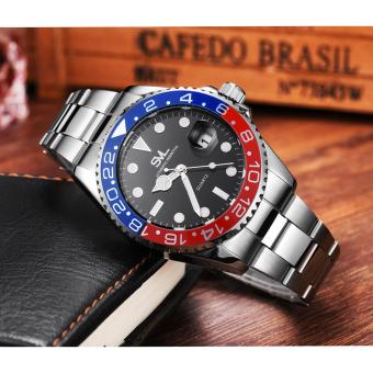 ประเทศไทย SVL Date Quartz นาฬิกาข้อมือผู้ชาย มีวันที่ กันน้ำ 100% รุ่น GP80329 (Blue/ Red) แถมซองนาฬิกาสุดหรู