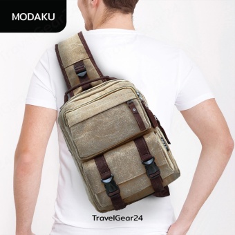 TravelGear24 กระเป๋าคาดอก กระเป๋าสะพายไหล่ กระเป๋าสะพายข้าง กระเป๋าใส่ไอแพ ใส่ Macbook 11 Crossbody Bag Shoulder Bag - Khakiสีกากี