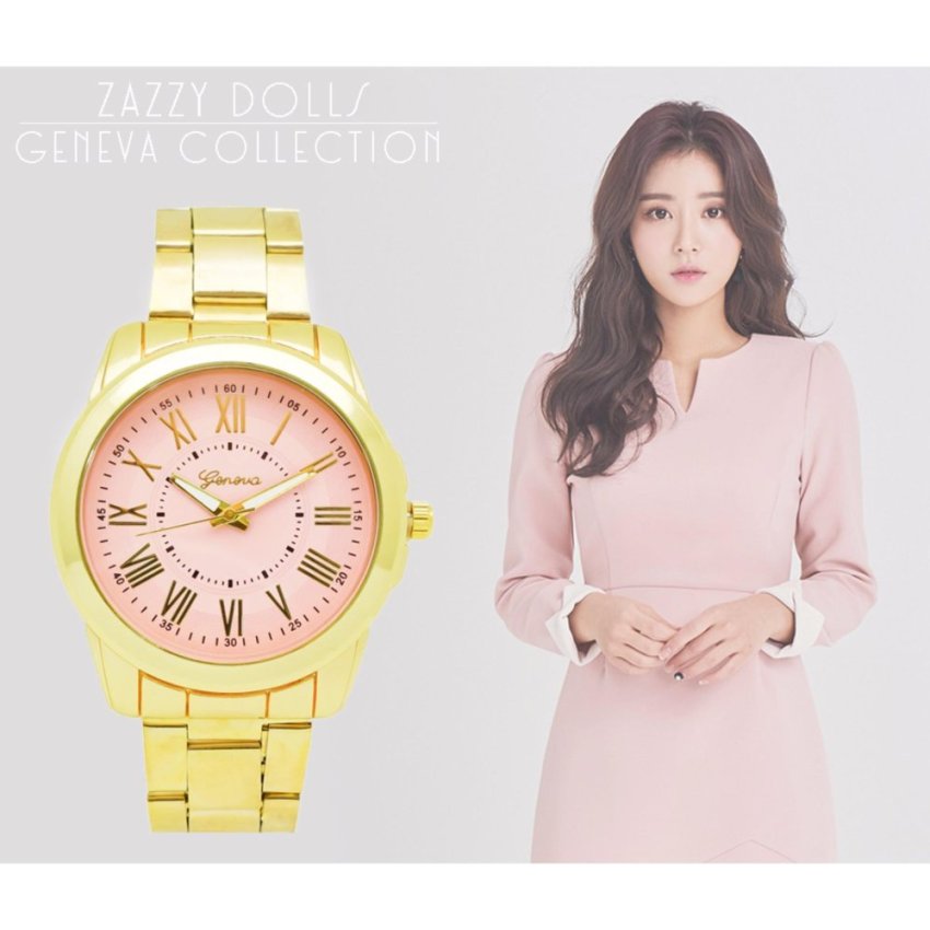 Zazzy Dolls นาฬิกาข้อมือผู้หญิง หน้าปัดดีไซน์เก๋ เลขโรมัน สไตล์แบรนด์ดัง สายสแตนเลสสีทอง รุ่น ZD-0114 สีดำ (Black) Zazzy Dolls นาฬิกาข้อมือผู้หญิง หน้าปัดดีไซน์เก๋ เลขโรมัน สไตล์แบรนด์ดัง สายสแตนเลสสีทอง รุ่น ZD-0114 สีดำ (Black)