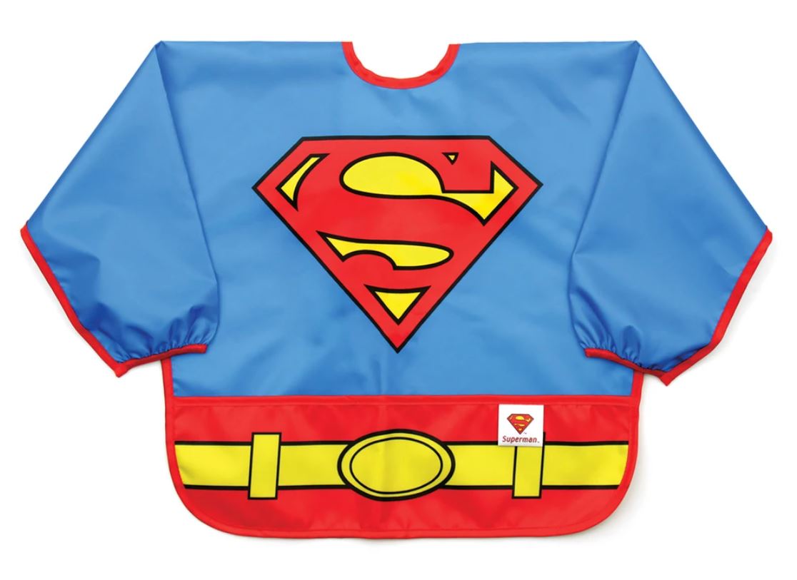 Bumkins ผ้ากันเปื้อนเด็กแขนยาว ซุปเปอร์ฮีโร่ Costume Sleeved Bib สำหรับเด็ก 6-24 เดือน