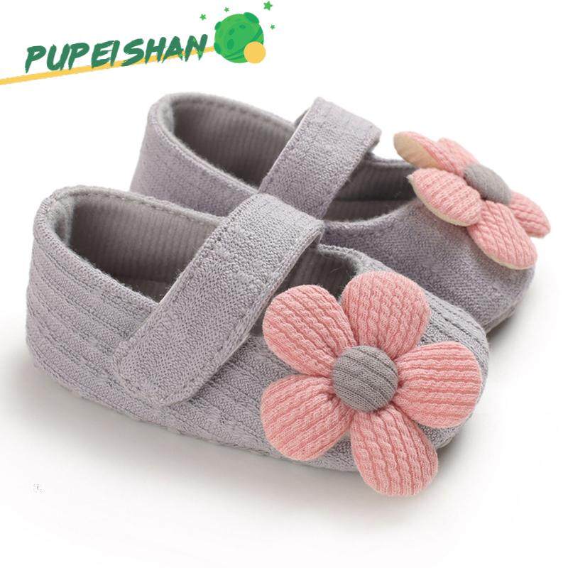 Pupeishan รองเท้าเจ้าหญิงหัดเดินเด็ก,รองเท้าพื้นนิ่มลายดอกไม้น่ารักกันลื่นสำหรับเด็กทารกเด็กวัยหัดเดินเด็กผู้หญิง