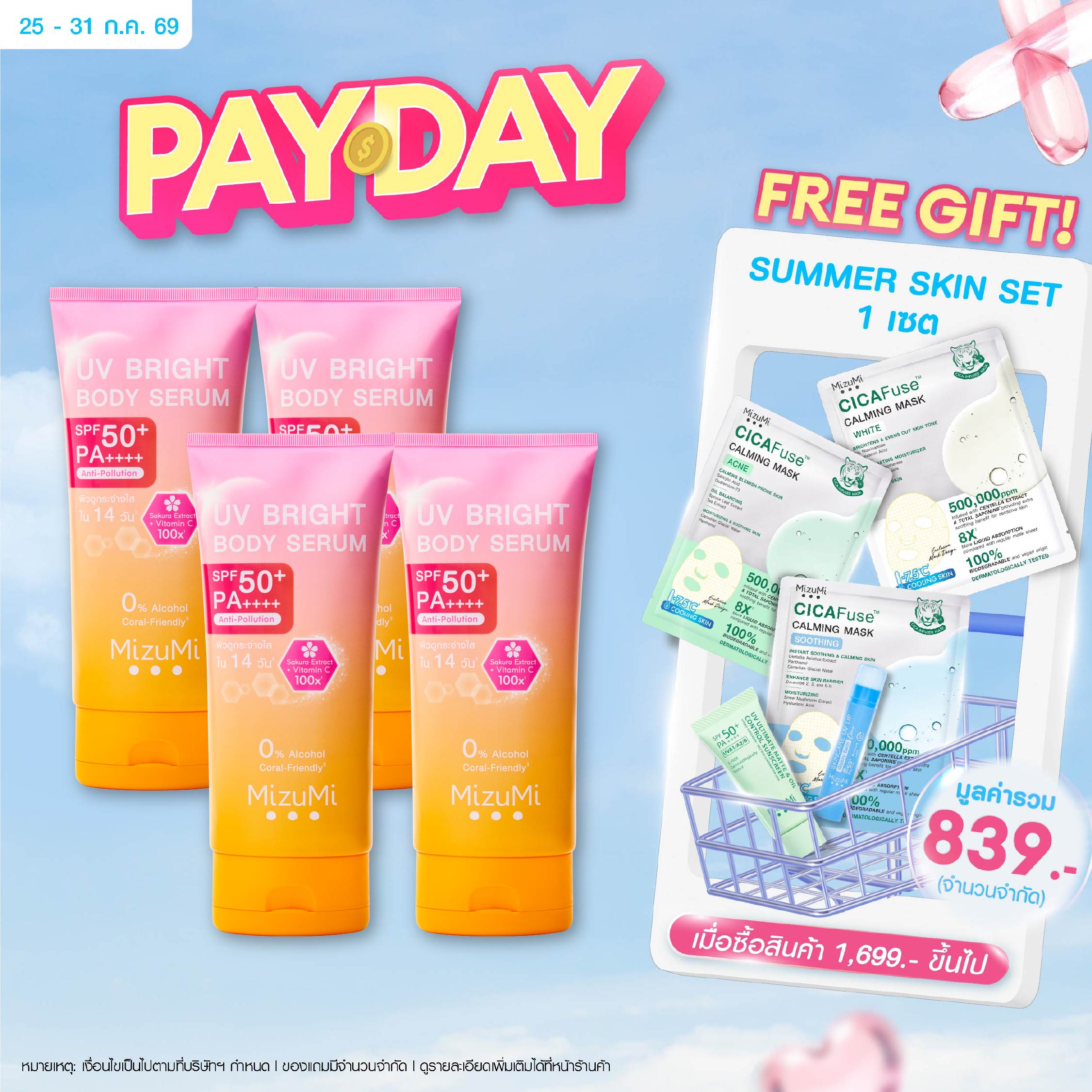 [Available in Packs of 2 and 4] Mizumi Uv Bright Body Serum (180 ml) Sunscreen Serum for the Body, Light and Comfortable on the Skin, Gentle Fragrance, Protects the Skin from the Sun and Pollution.