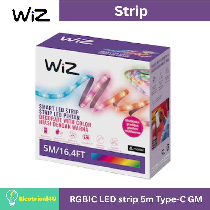 Wiz Rgbic Led Strip 5m, Smart Strip Light, Can Change Colors (Can Be Set to Many Colors in One Strip), Size 5 Meters (Can Be Cut, Cannot Be Connected) ราคา 1,090 บาท*ส่งฟรี