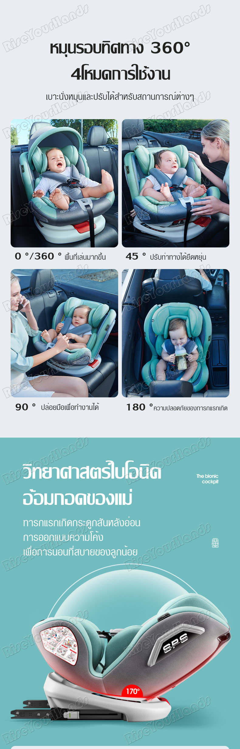 มุมมองเพิ่มเติมของสินค้า คาร์ซีท คาร์ซีทเด็ก Car Seat คาร์ซีทที่นั่งเด็กในรถ 360°+Canopy คาร์ซีท คาร์ซีทเด็ก ISOFIX ม่านบังแดด คาร์ซีทหมุนได้ 360 คาร์ซีทแบบพกพา