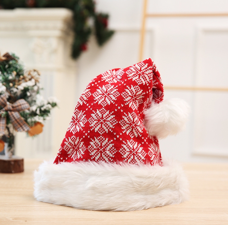 Christmas Knitted Woolen Hat Stripe Snowflake Santa Santy หมวกไหมพรม หมวกซานต้า หมวกแซนตี้ หมวกคริสมาส หมวก ซานต้า ซานตาครอส แซนตี้ คริสมาส