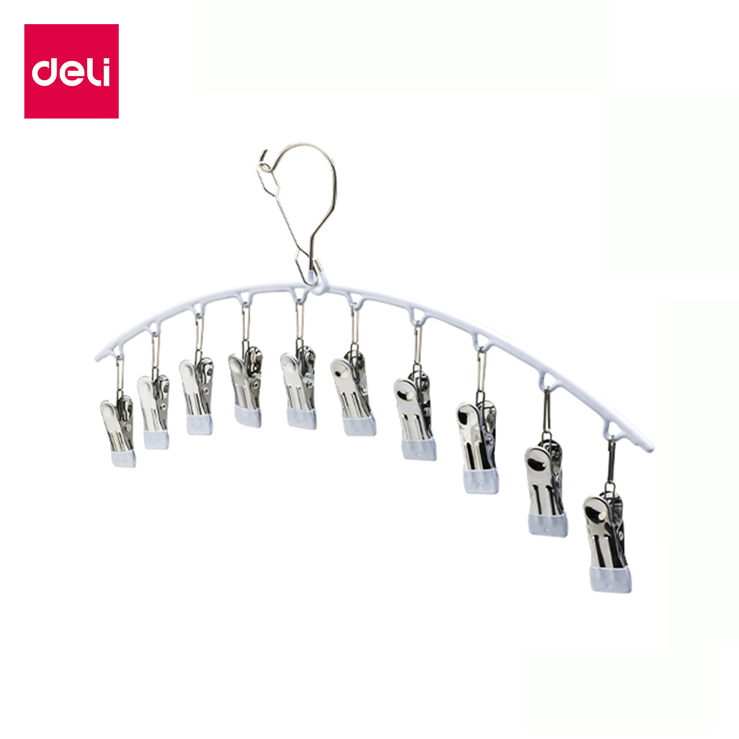 Deli ไม้แขวนผ้า ไม้แขวนแบบหนีบ ที่หนีบผ้า ที่หนีบมียางกันลื่น ตัวหนีบสแตนเลส แข็งแรงไม่เป็นสนิม ทนได้ทุกสภาพอากาศ ช่วยประหยัดพื้นที่ Pant Clip ราคา 65 บาท*ส่งฟรี