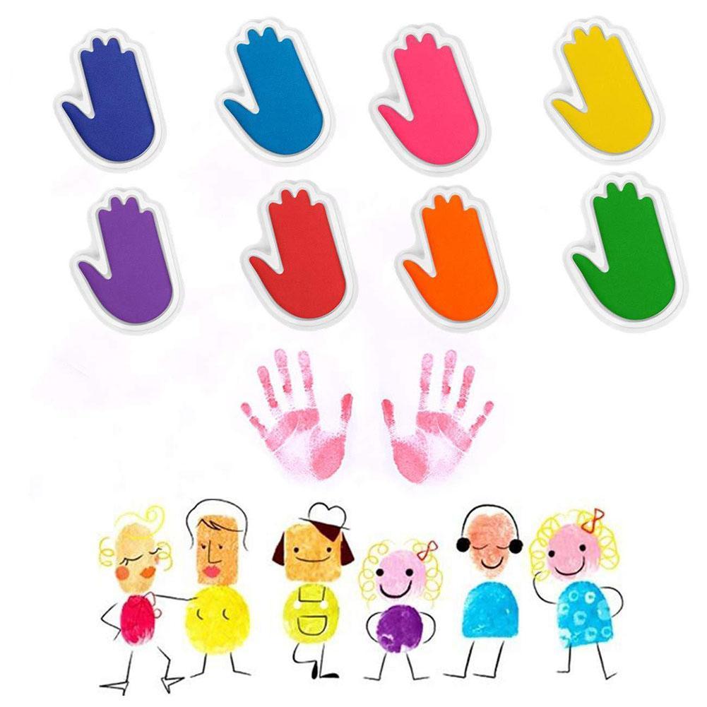 8สีเด็กปาล์มหมึกปั๊มสแตมป์นิ้วมือตลกการศึกษาของเล่นภาพวาด วาด Early ของเล่นหัตถกรรมสำหรับเด็ก DIY C7D0