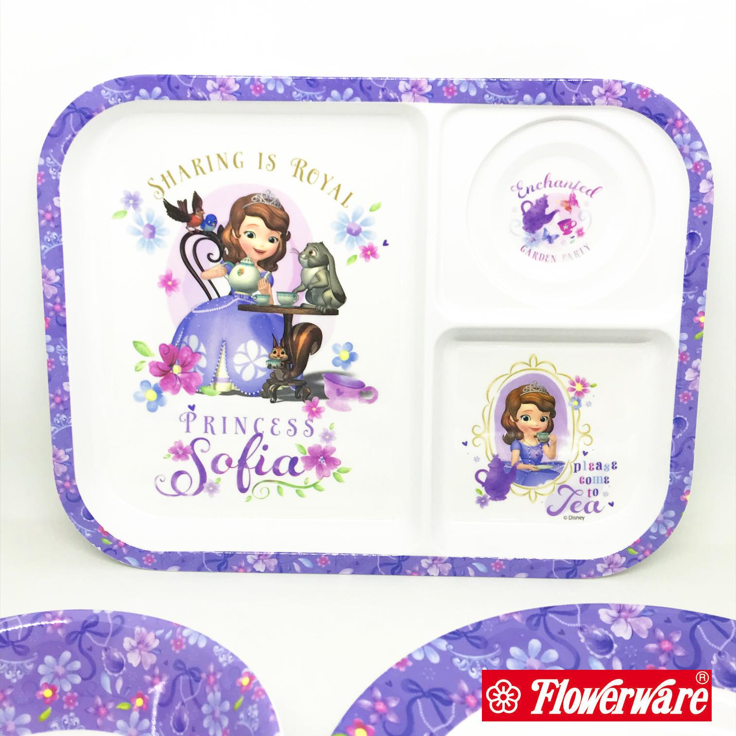 [ขายแยกชิ้น] จานข้าวเด็ก แก้วน้ำเมลามีน ลายเจ้าหญิงโซเฟีย Disney Sofia Princess ยี่ห้อฟลาวเวอร์แวร์ / 1 ชิ้น